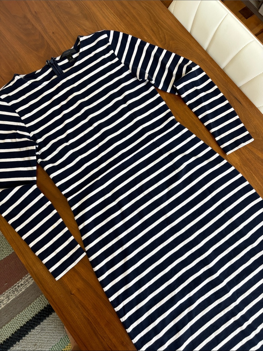 J. Crew Long Sleeve Striped Sheath Midi Dress Women’s Size 2 - Picture 3 of 8